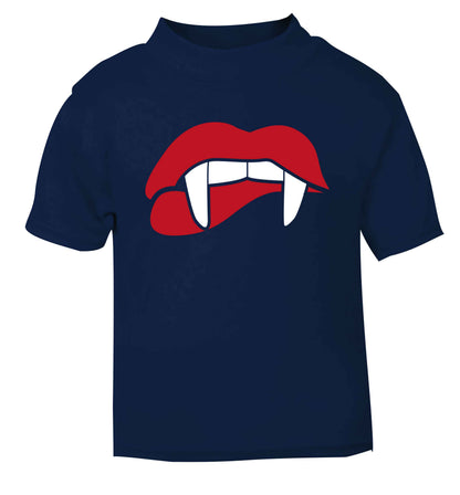 Vampire fangs navy baby toddler Tshirt 2 Years
