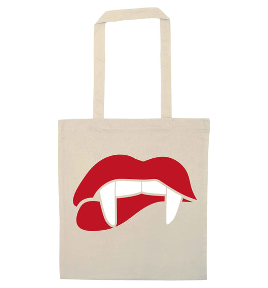 Vampire fangs natural tote bag