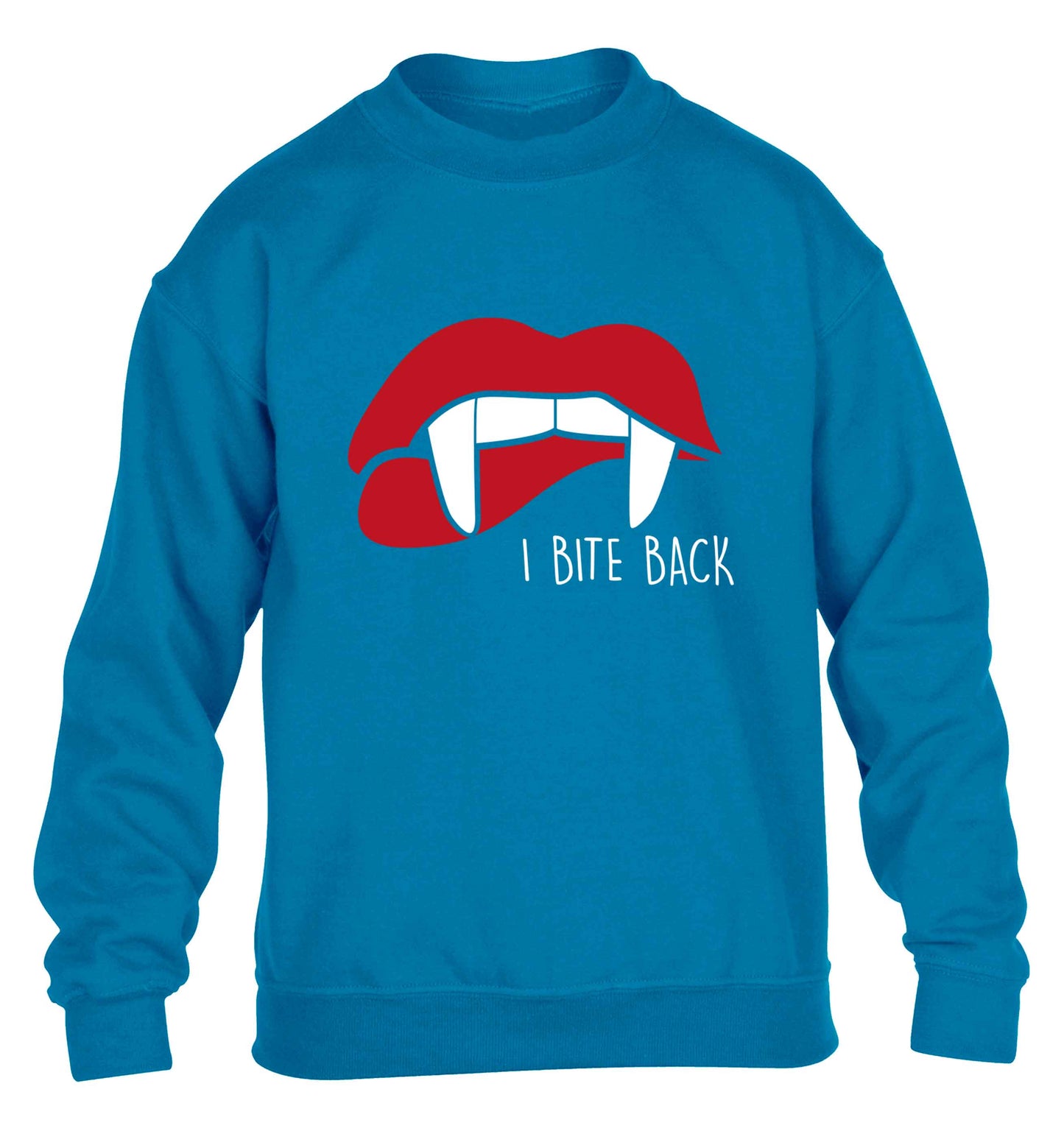 I bite back children's blue sweater 12-13 Years