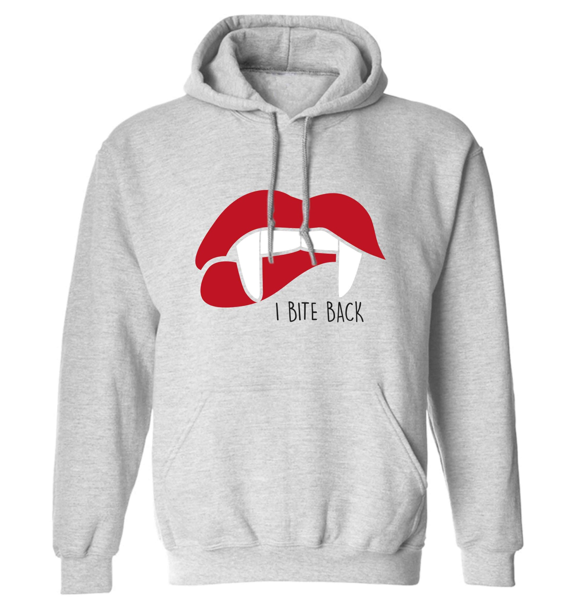 I bite back adults unisex grey hoodie 2XL