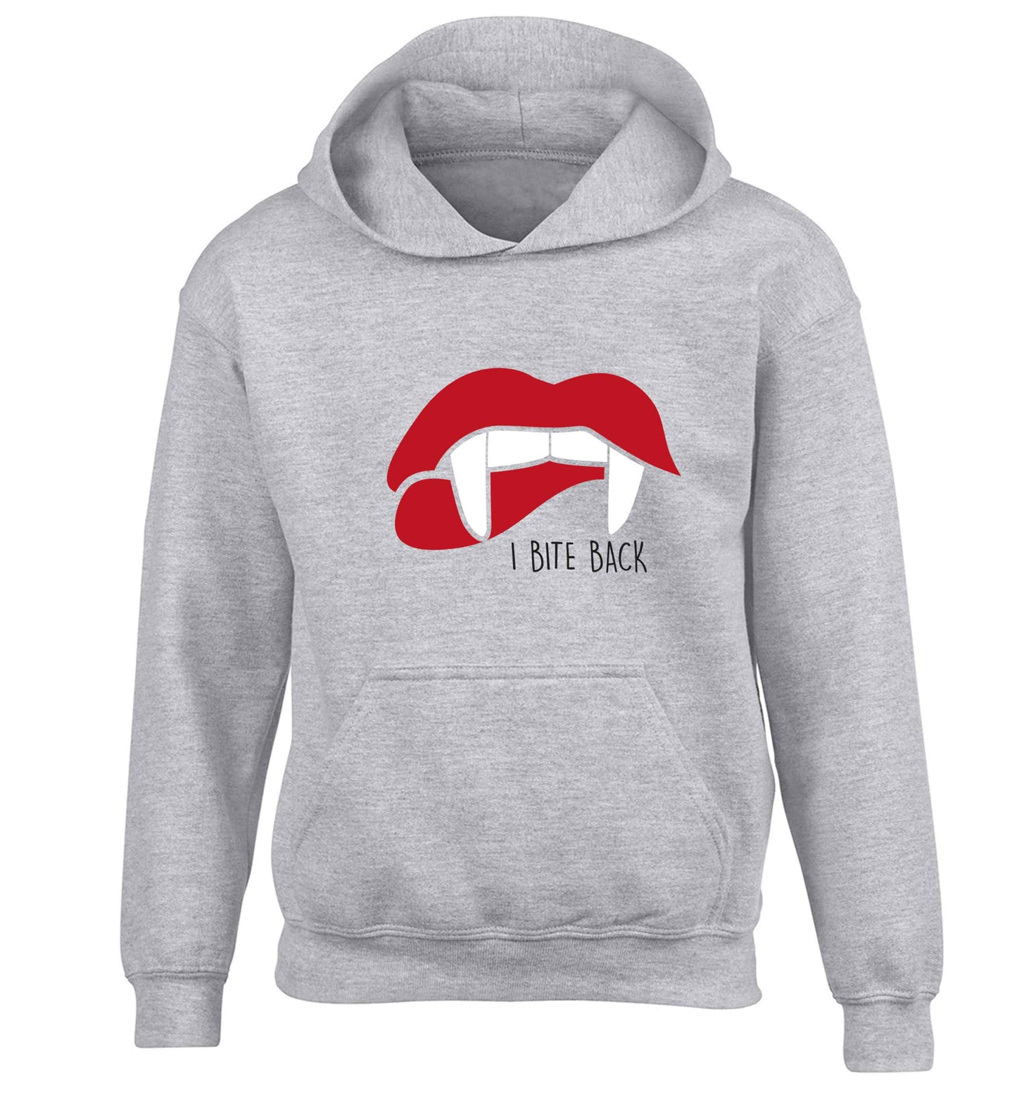 I bite back children's grey hoodie 12-13 Years