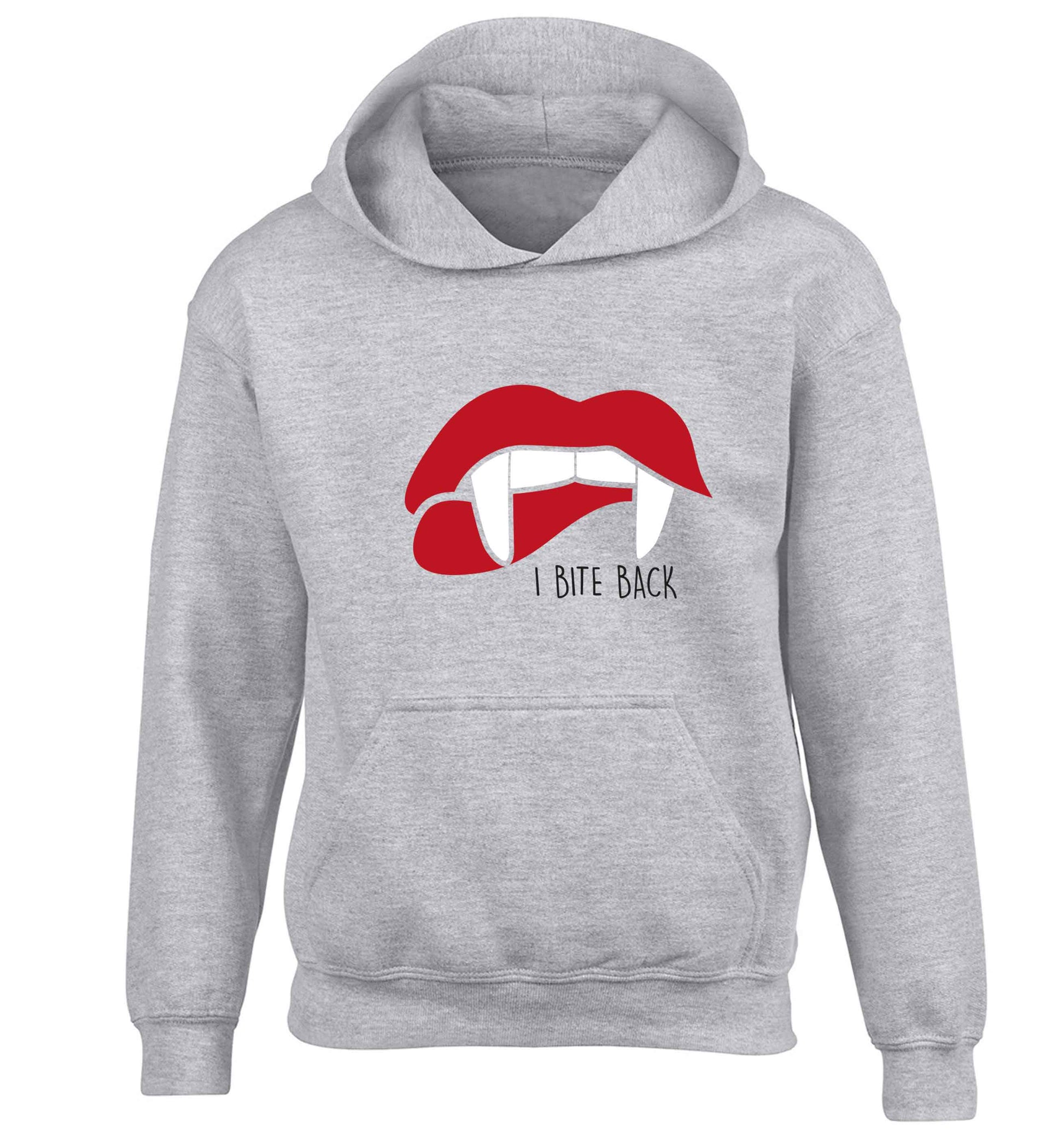 I bite back children's grey hoodie 12-13 Years