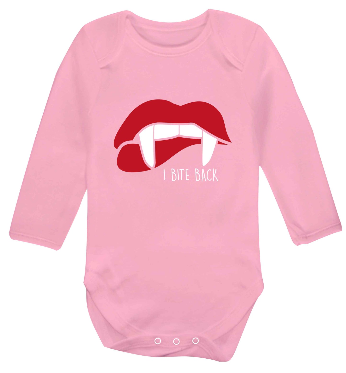 I bite back baby vest long sleeved pale pink 6-12 months