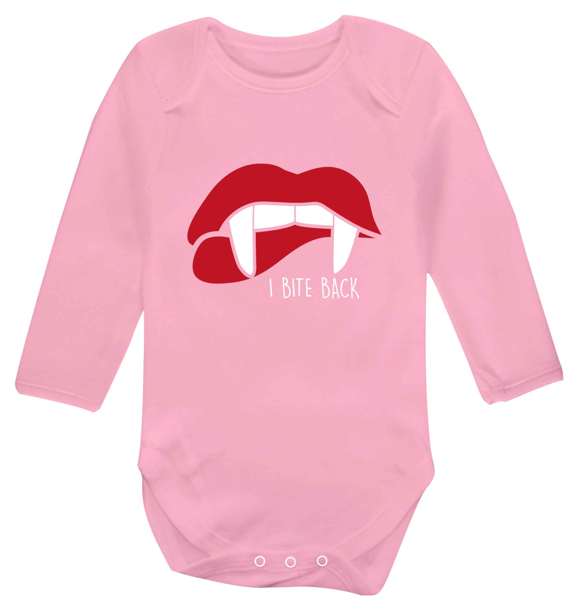 I bite back baby vest long sleeved pale pink 6-12 months