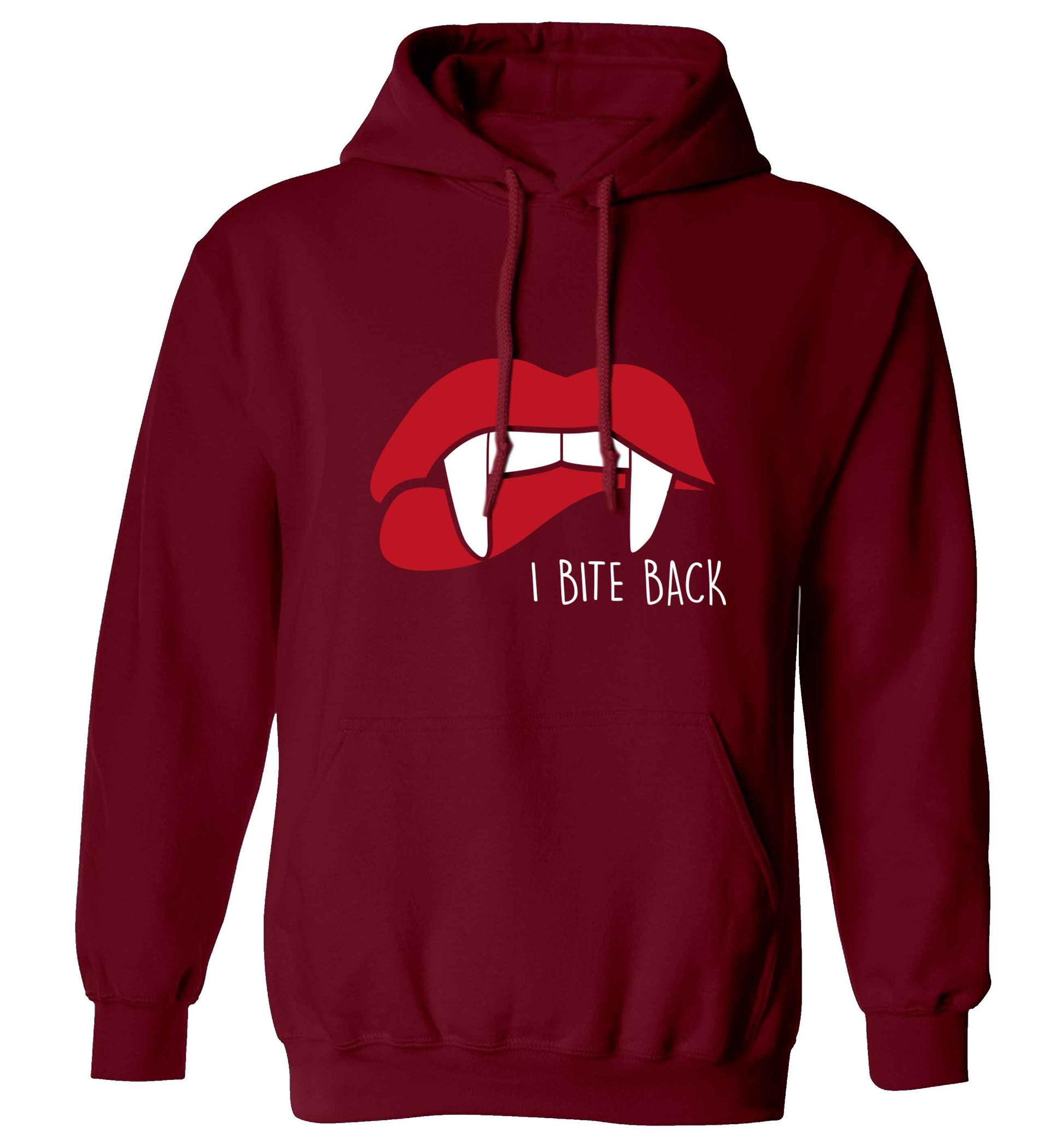 I bite back adults unisex maroon hoodie 2XL