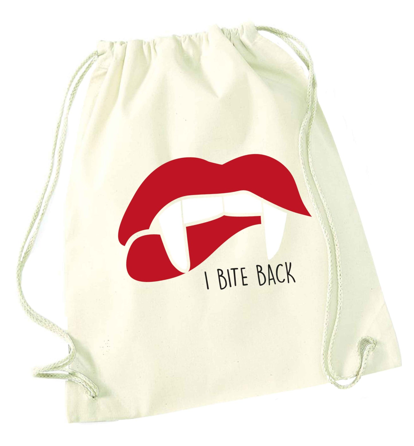 I bite back natural drawstring bag