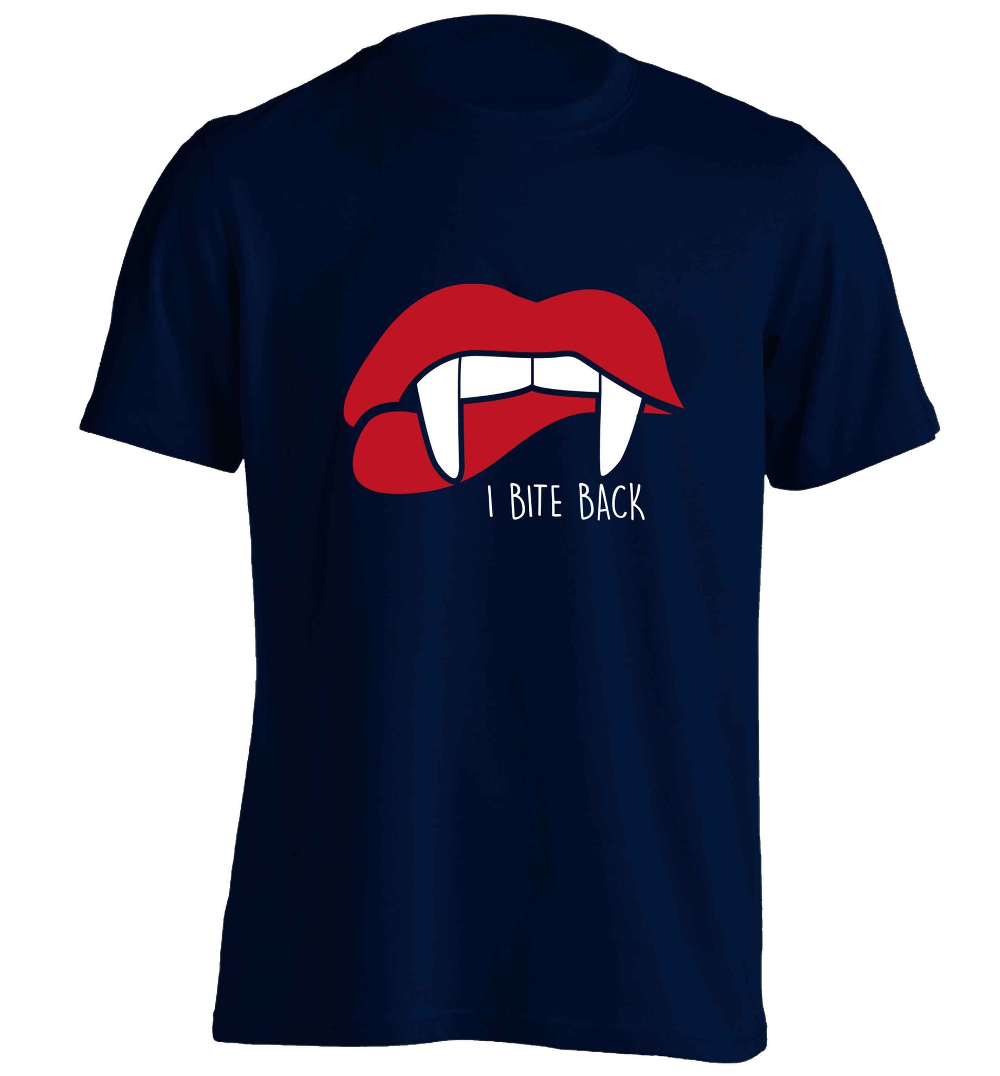 I bite back adults unisex navy Tshirt 2XL