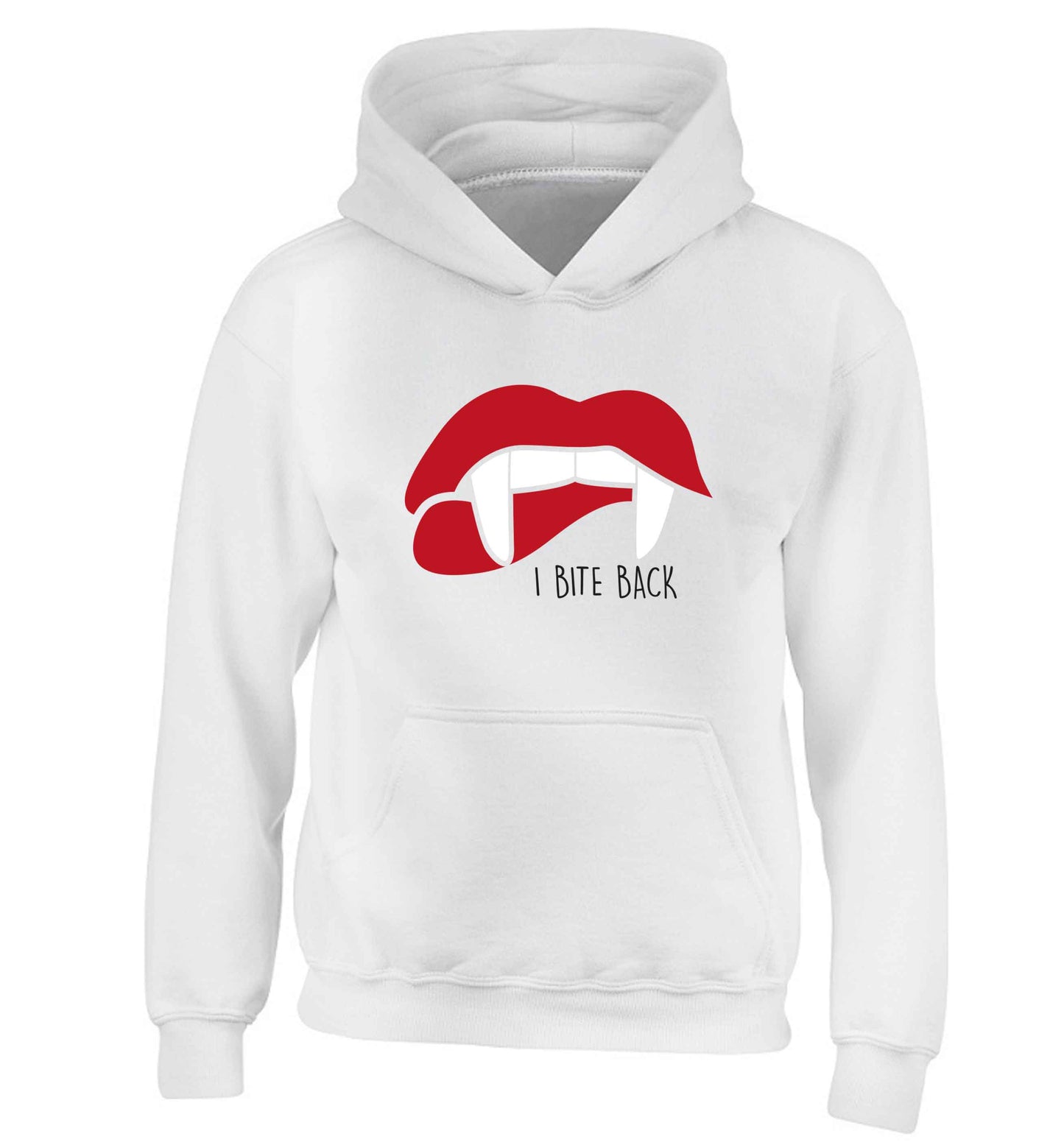I bite back children's white hoodie 12-13 Years