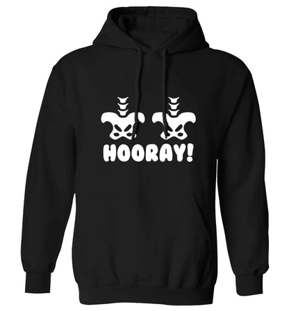 Hip Hip Hooray! adults unisex black hoodie 2XL