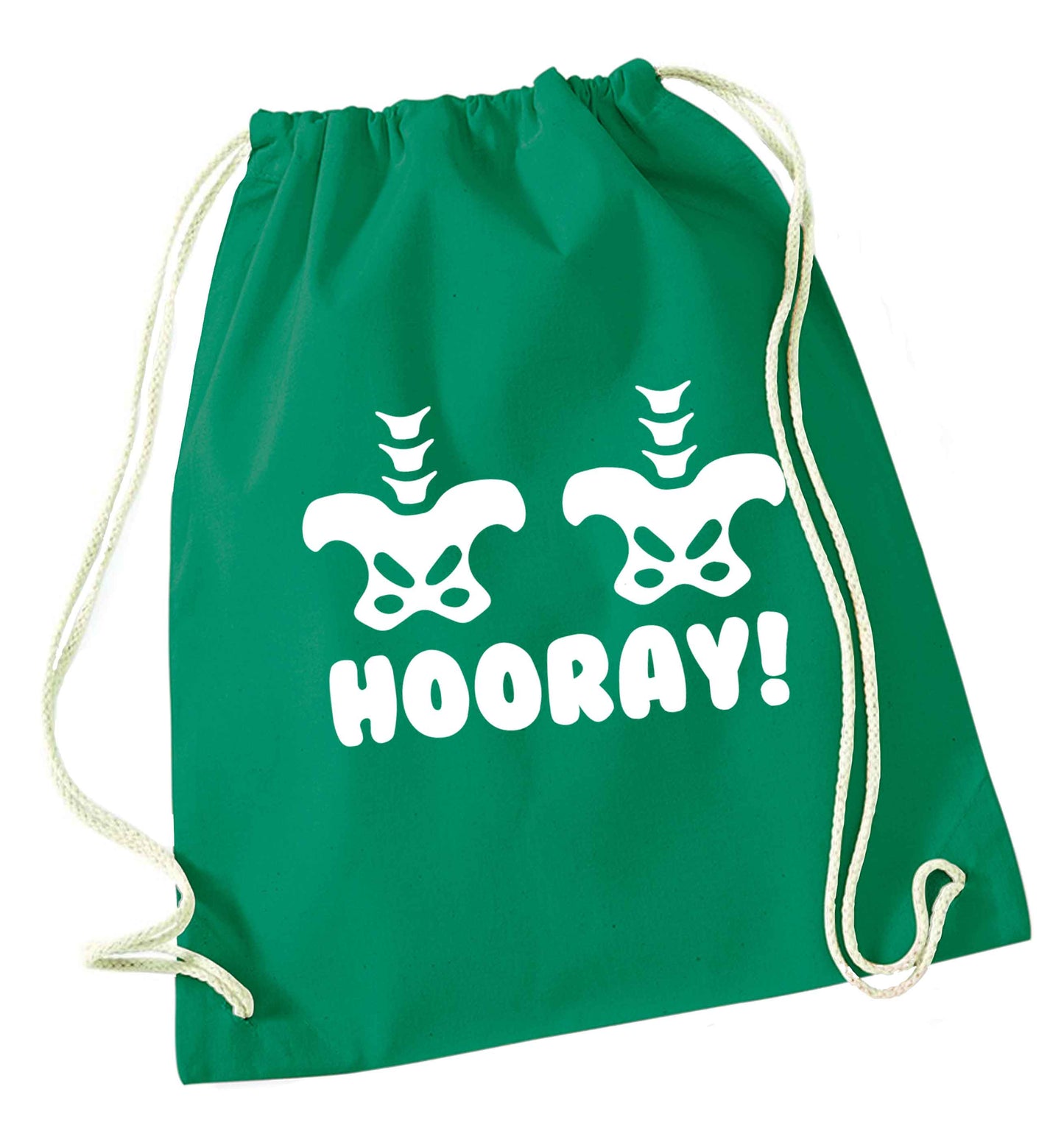 Hip Hip Hooray! green drawstring bag