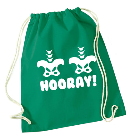 Hip Hip Hooray! green drawstring bag