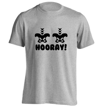 Hip Hip Hooray! adults unisex grey Tshirt 2XL