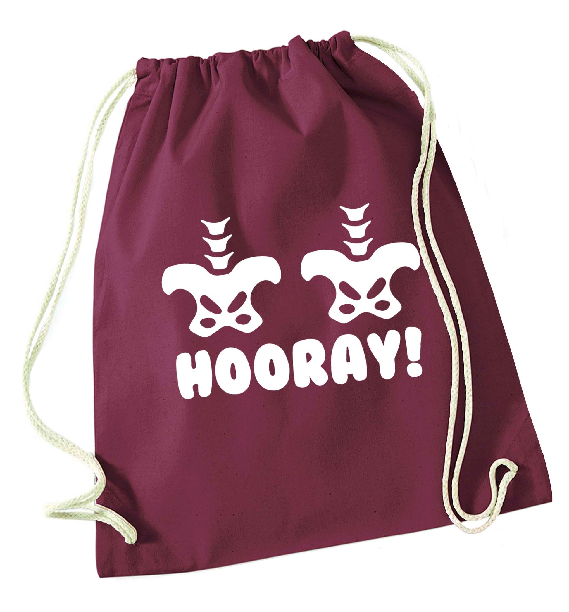 Hip Hip Hooray! maroon drawstring bag