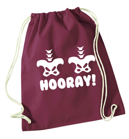 Hip Hip Hooray! maroon drawstring bag