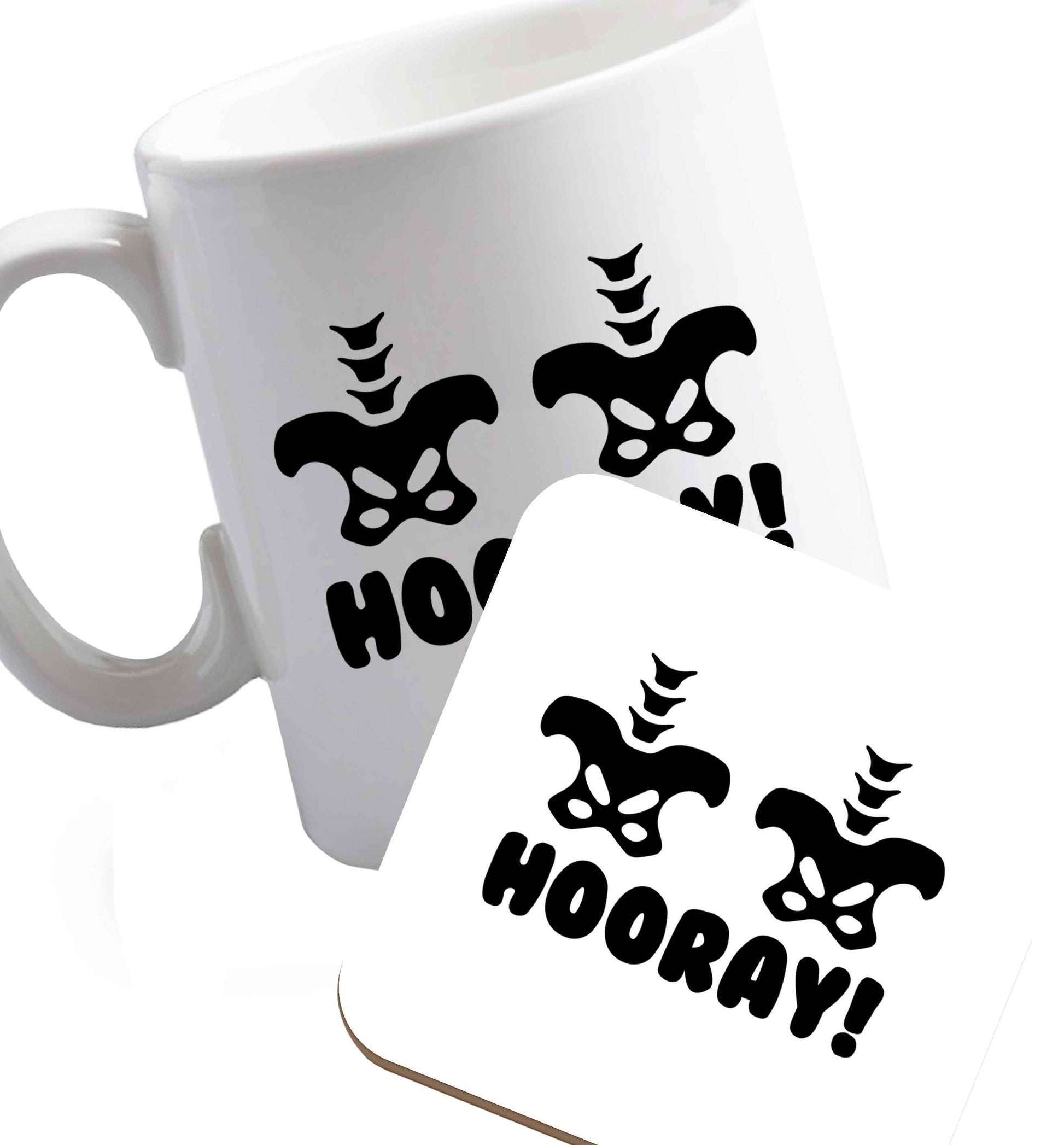 10 oz Favourite Type Pan Pancake ceramic mug and coaster set right handed