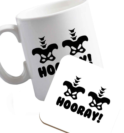 10 oz Favourite Type Pan Pancake ceramic mug and coaster set right handed