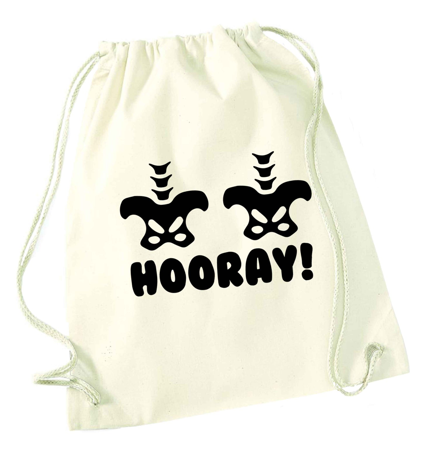 Hip Hip Hooray! natural drawstring bag