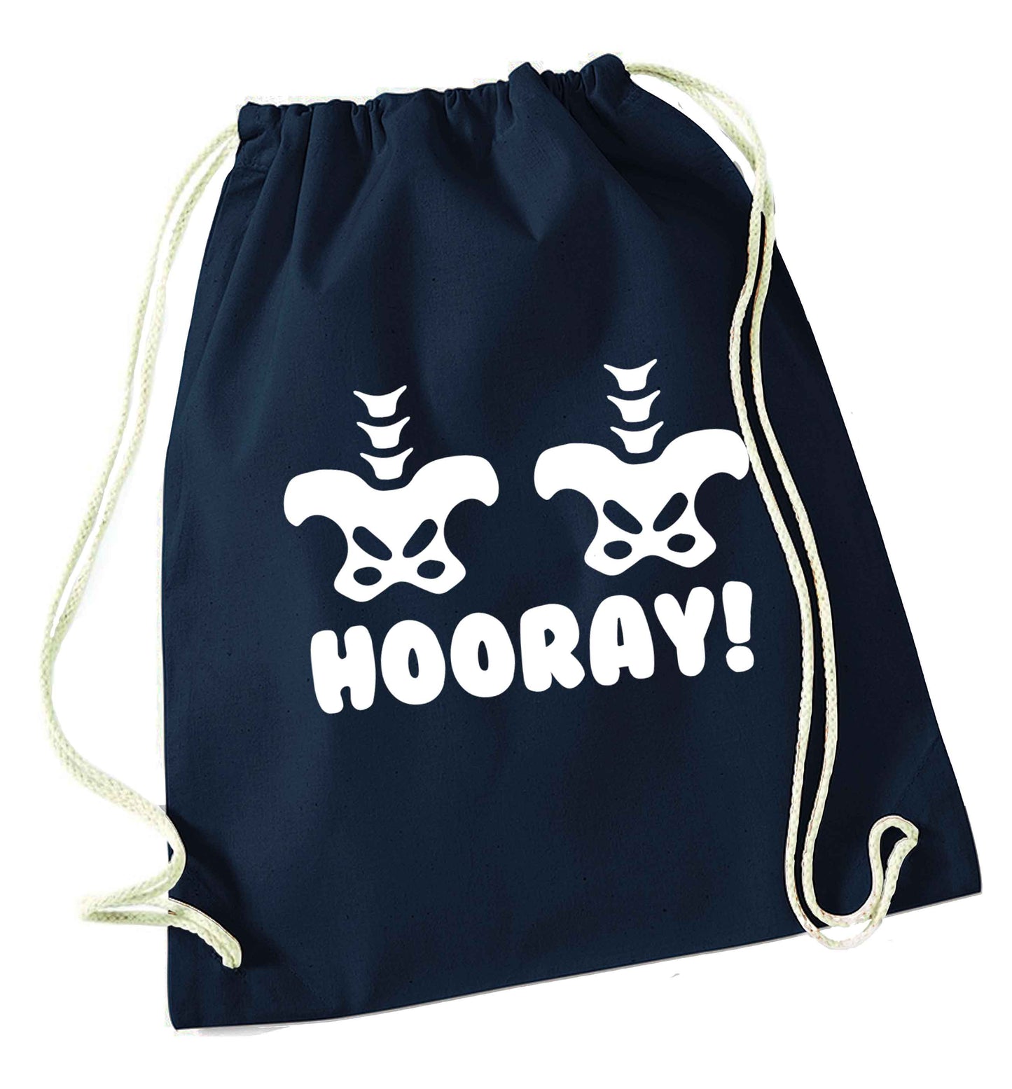Hip Hip Hooray! navy drawstring bag