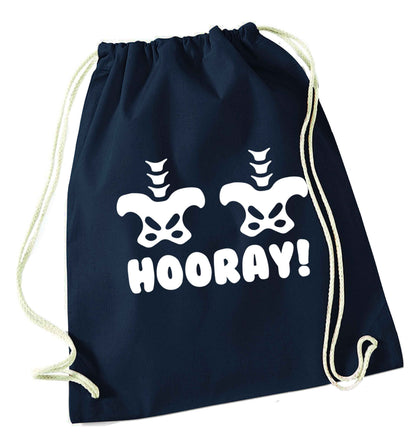 Hip Hip Hooray! navy drawstring bag
