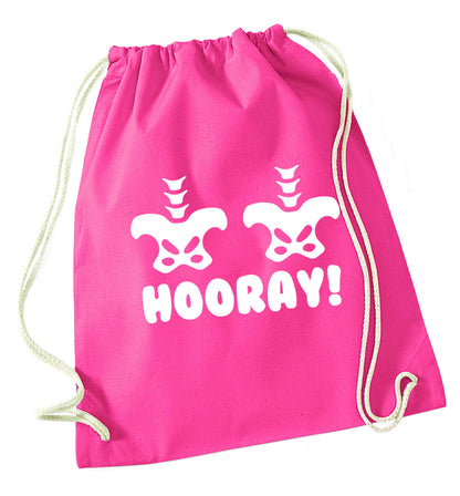 Hip Hip Hooray! pink drawstring bag