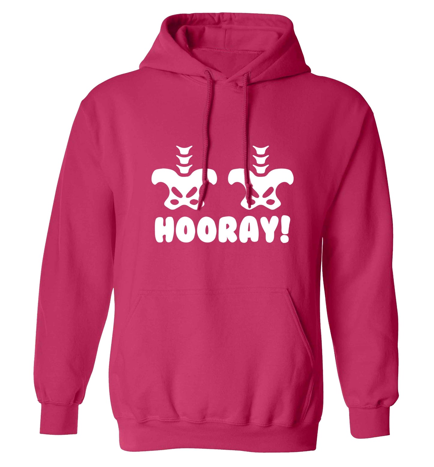 Hip Hip Hooray! adults unisex pink hoodie 2XL