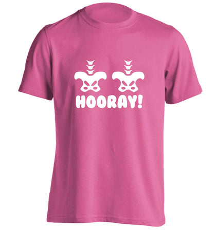 Hip Hip Hooray! adults unisex pink Tshirt 2XL