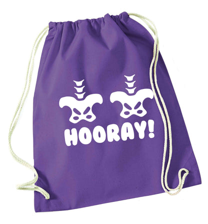 Hip Hip Hooray! purple drawstring bag
