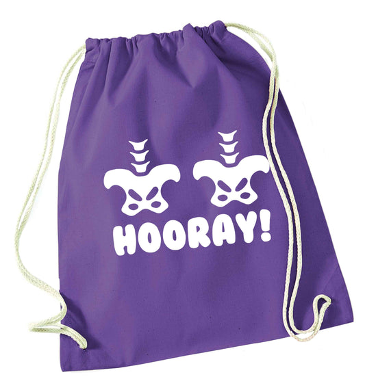 Hip Hip Hooray! purple drawstring bag