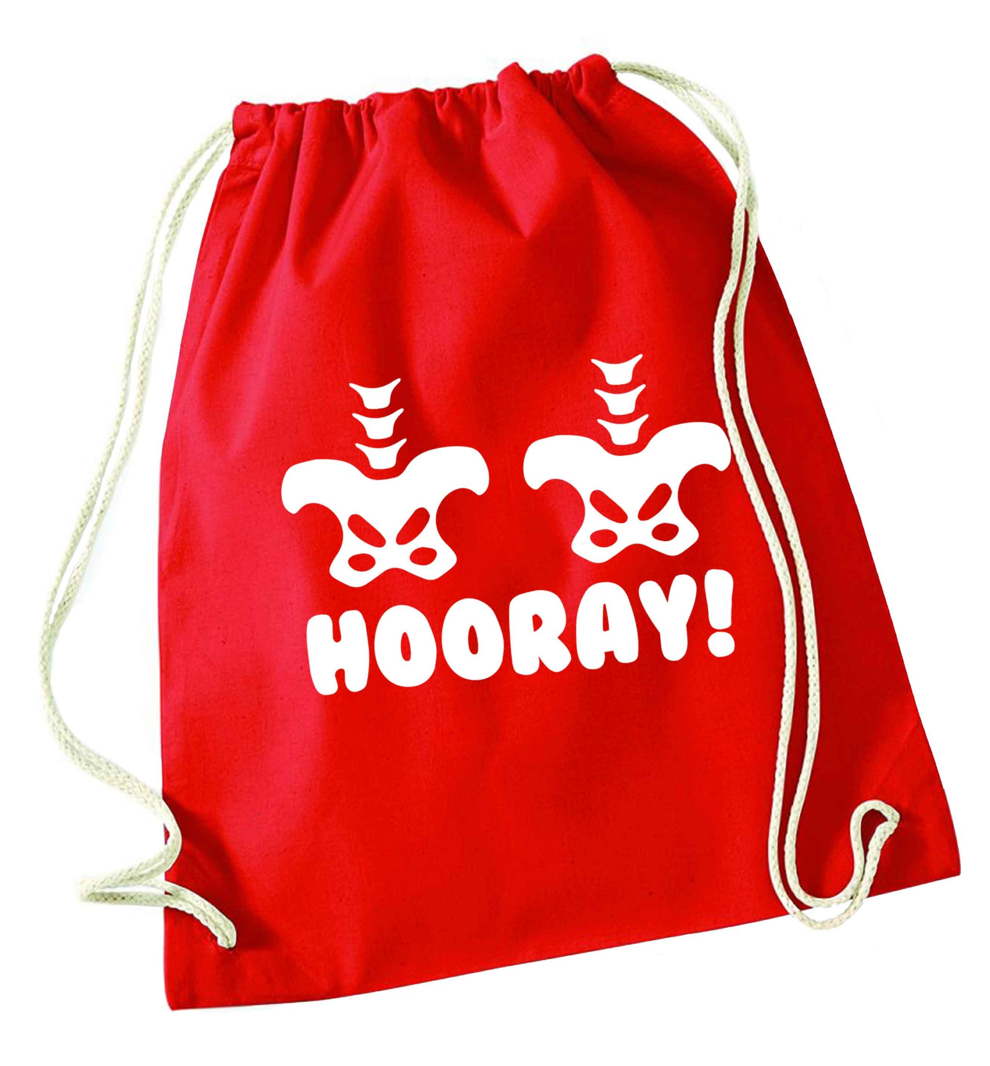 Hip Hip Hooray! red drawstring bag 