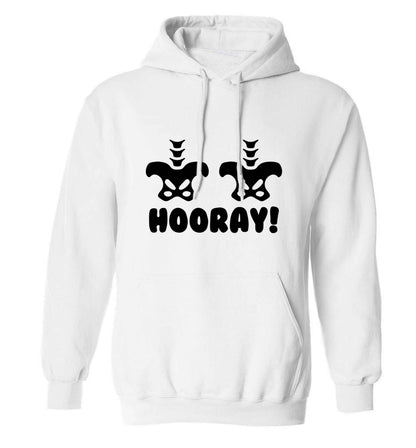 Hip Hip Hooray! adults unisex white hoodie 2XL