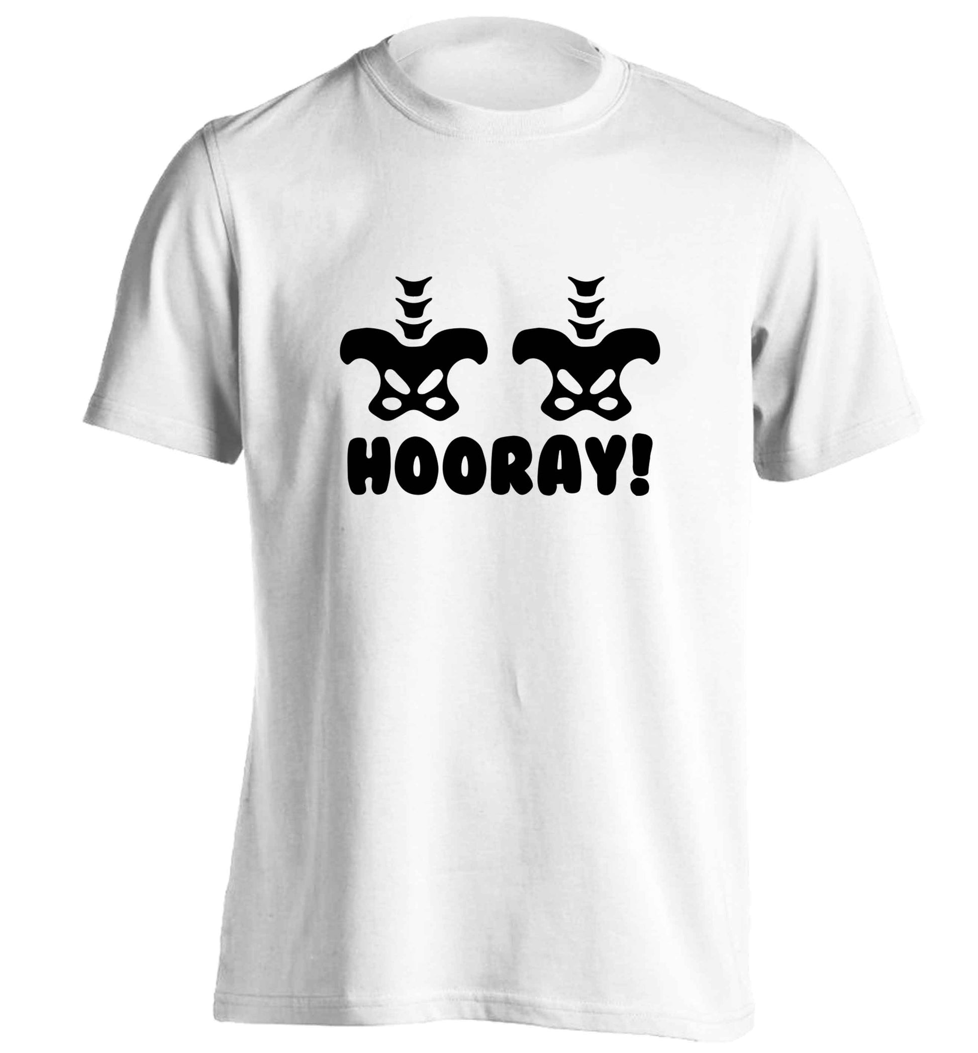 Hip Hip Hooray! adults unisex white Tshirt 2XL