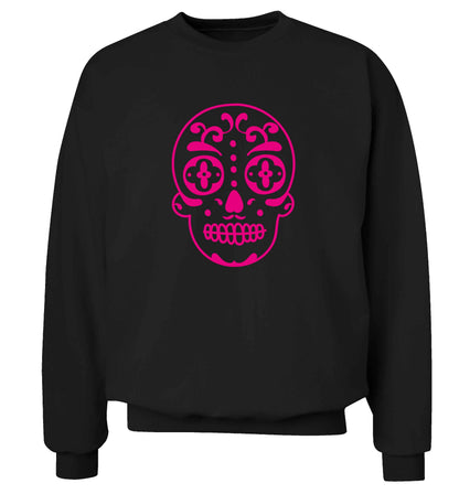 Neon pink sugar skull adult's unisex black sweater 2XL