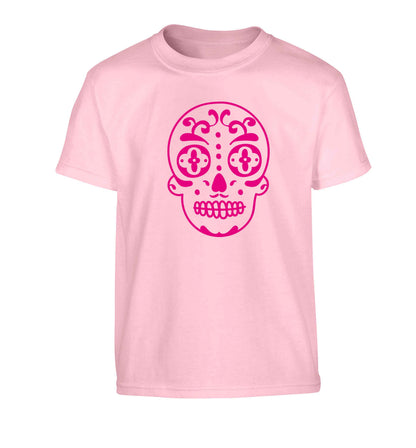 Neon pink sugar skull Children's light pink Tshirt 12-13 Years