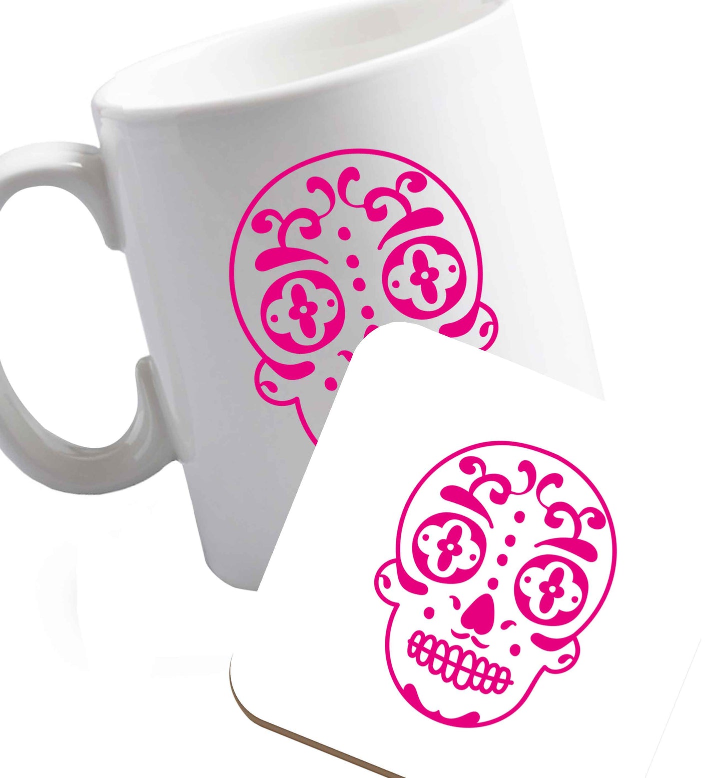 10 oz Favourite Type Pan Pancake ceramic mug and coaster set right handed