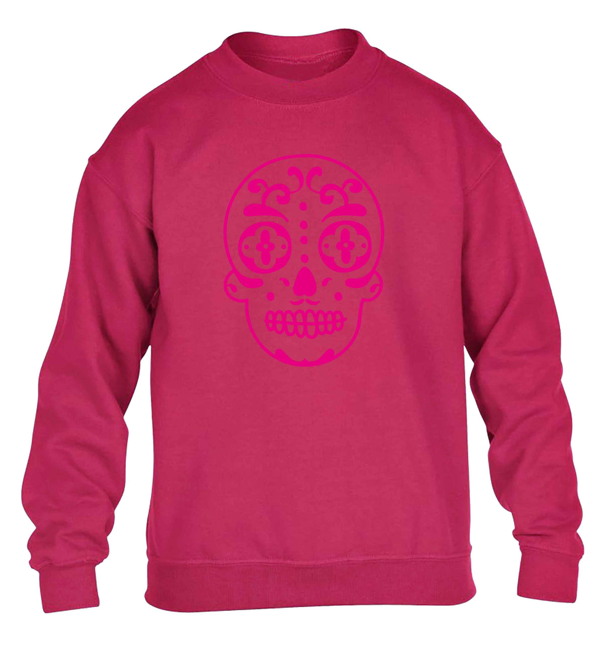 Neon pink sugar skull children's pink sweater 12-13 Years