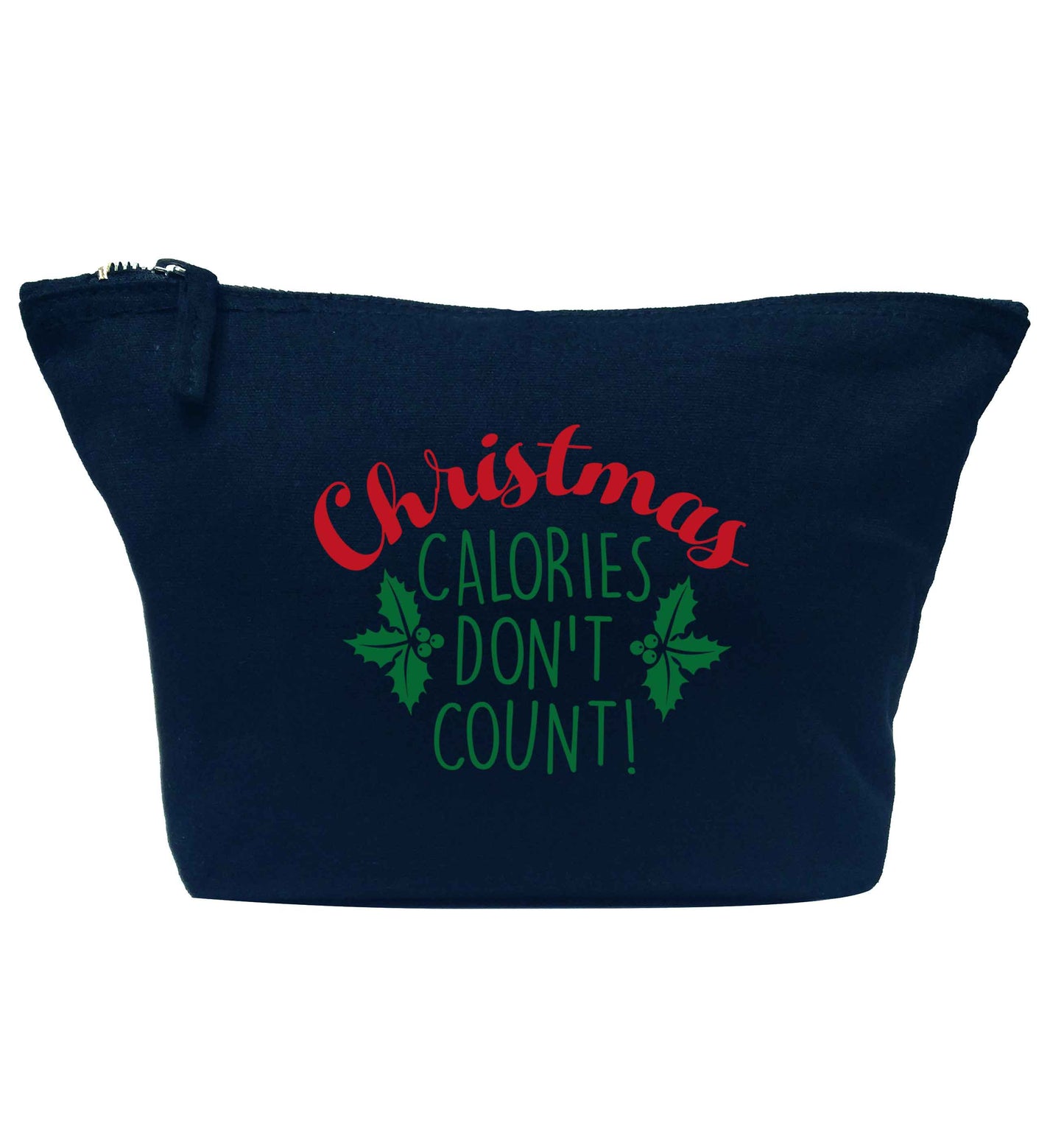 Christmas calories don't count navy makeup bag