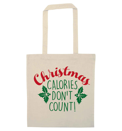 Christmas calories don't count natural tote bag