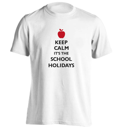 Keep calm it's the school holidays adults unisex white Tshirt 2XL