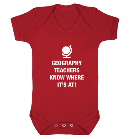 Geography teachers know where it's at baby vest red 18-24 months