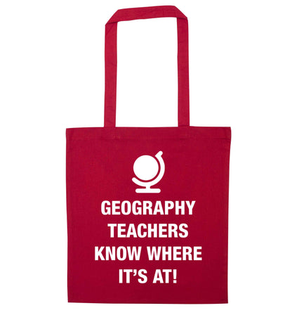 Geography teachers know where it's at red tote bag