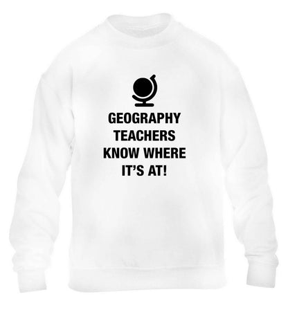 Geography teachers know where it's at children's white sweater 12-13 Years