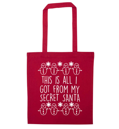 This is all I got from my secret Santa red tote bag