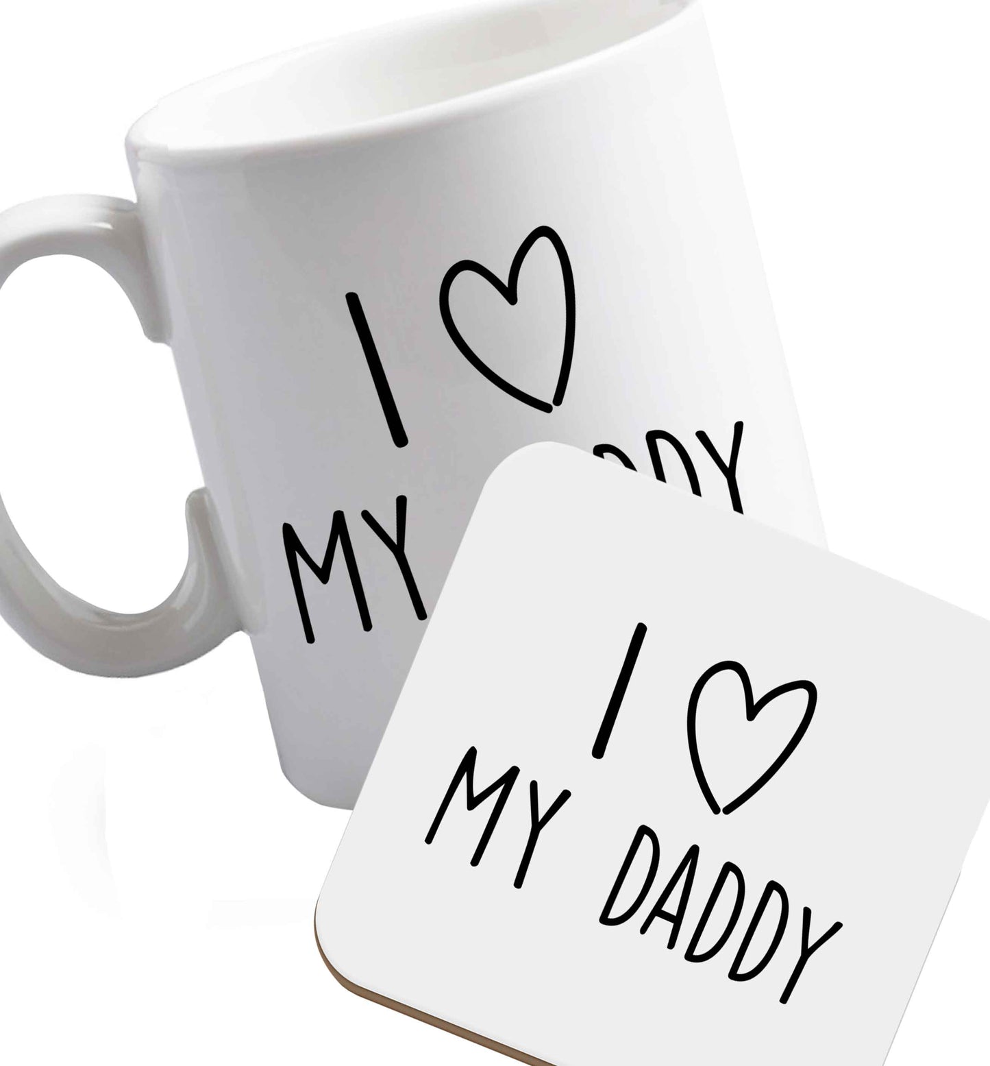10 oz Favourite Type Pan Pancake ceramic mug and coaster set right handed