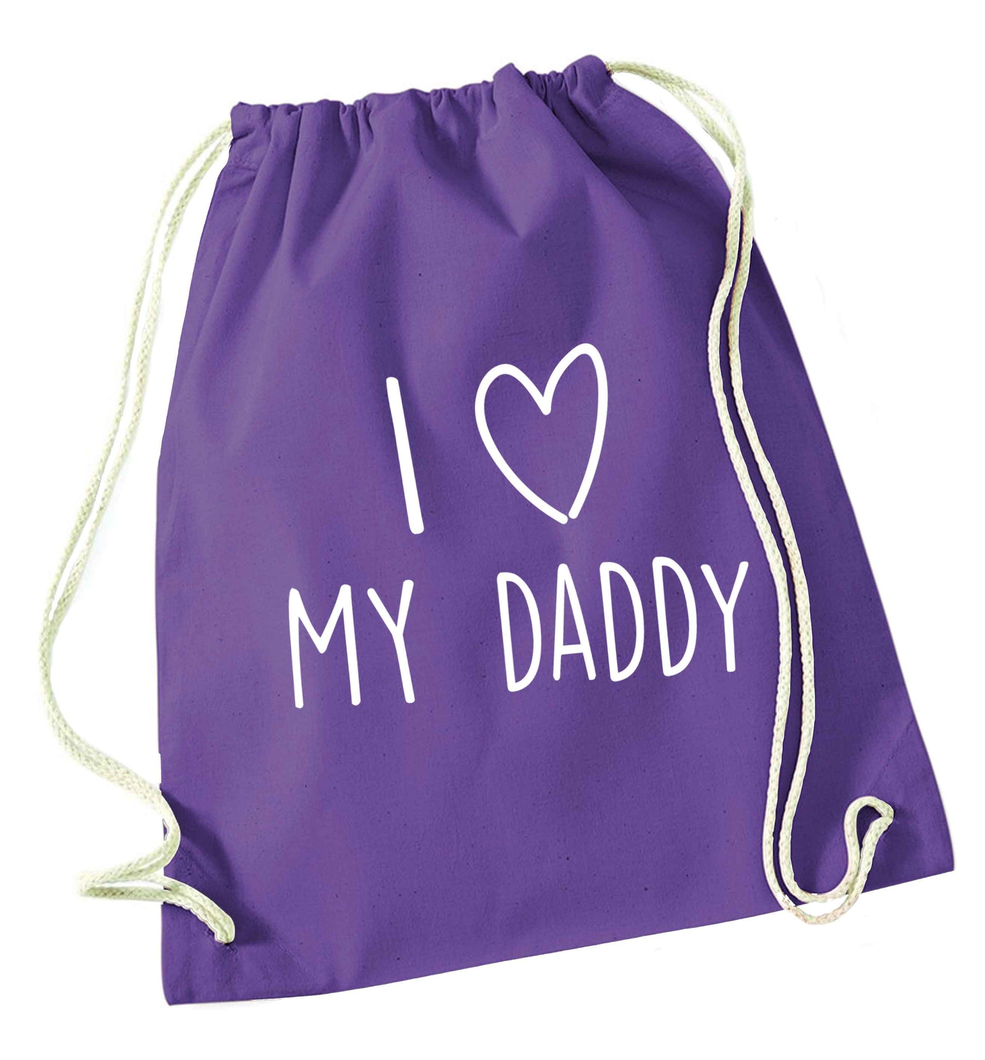 I love my daddy purple drawstring bag
