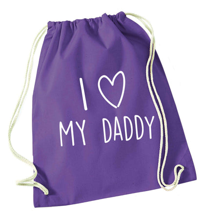 I love my daddy purple drawstring bag