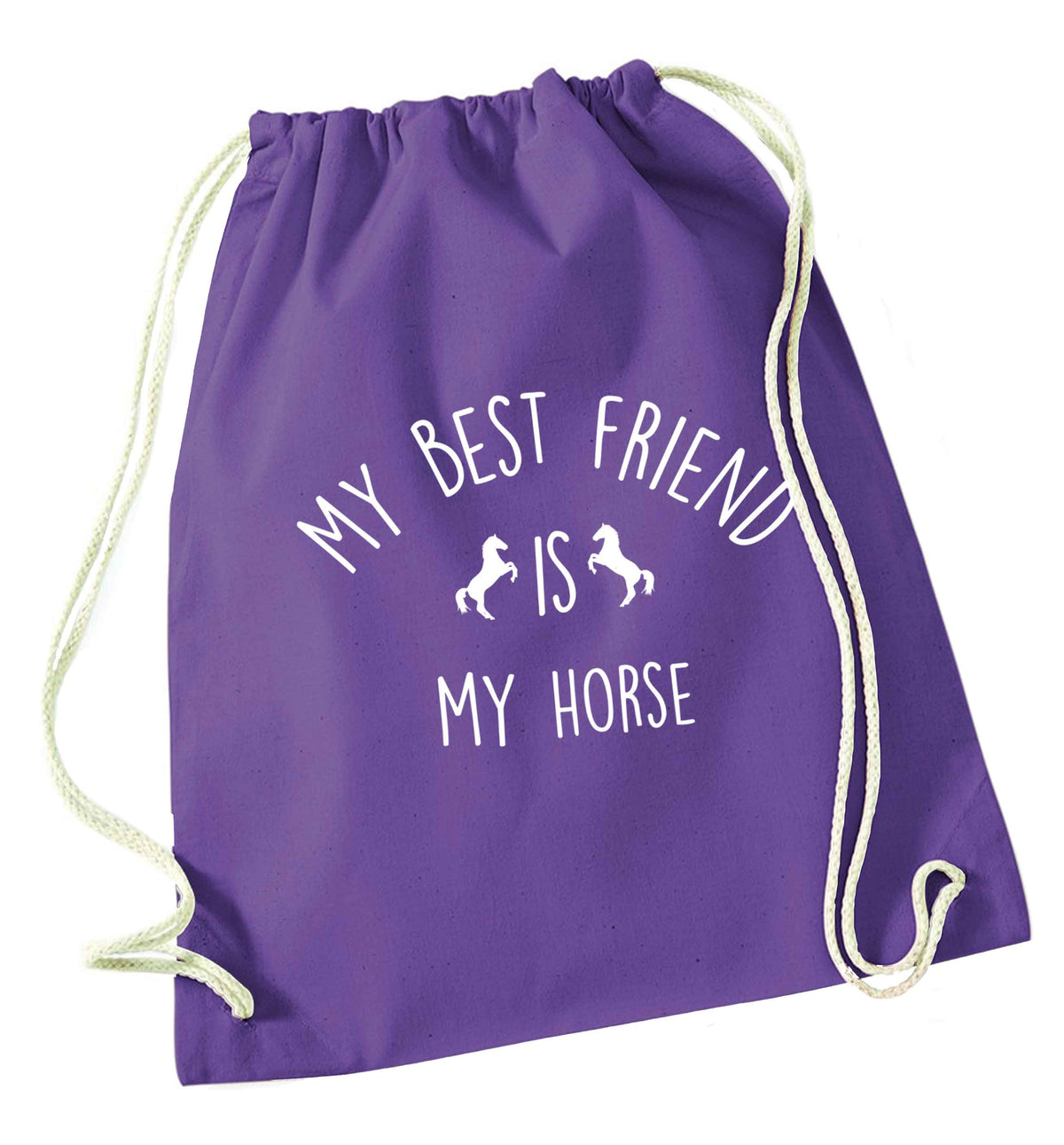 My best friend is my horse purple drawstring bag