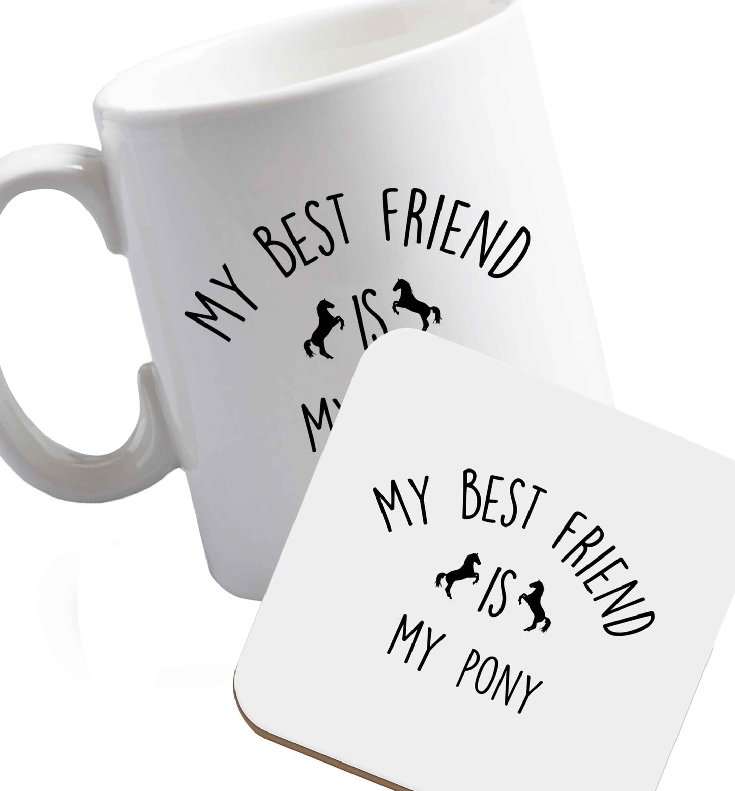 10 oz Favourite Type Pan Pancake ceramic mug and coaster set right handed