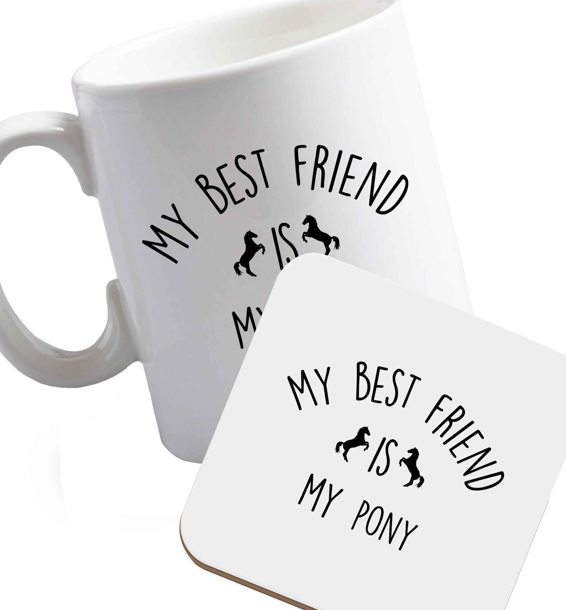 10 oz Favourite Type Pan Pancake ceramic mug and coaster set right handed