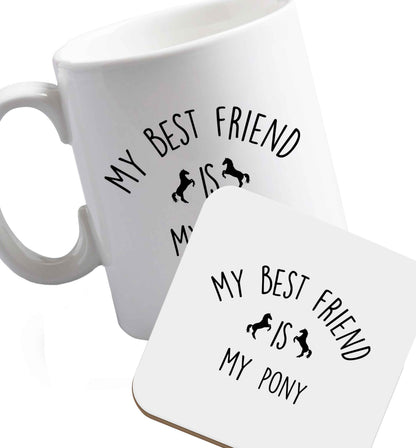 10 oz Favourite Type Pan Pancake ceramic mug and coaster set right handed