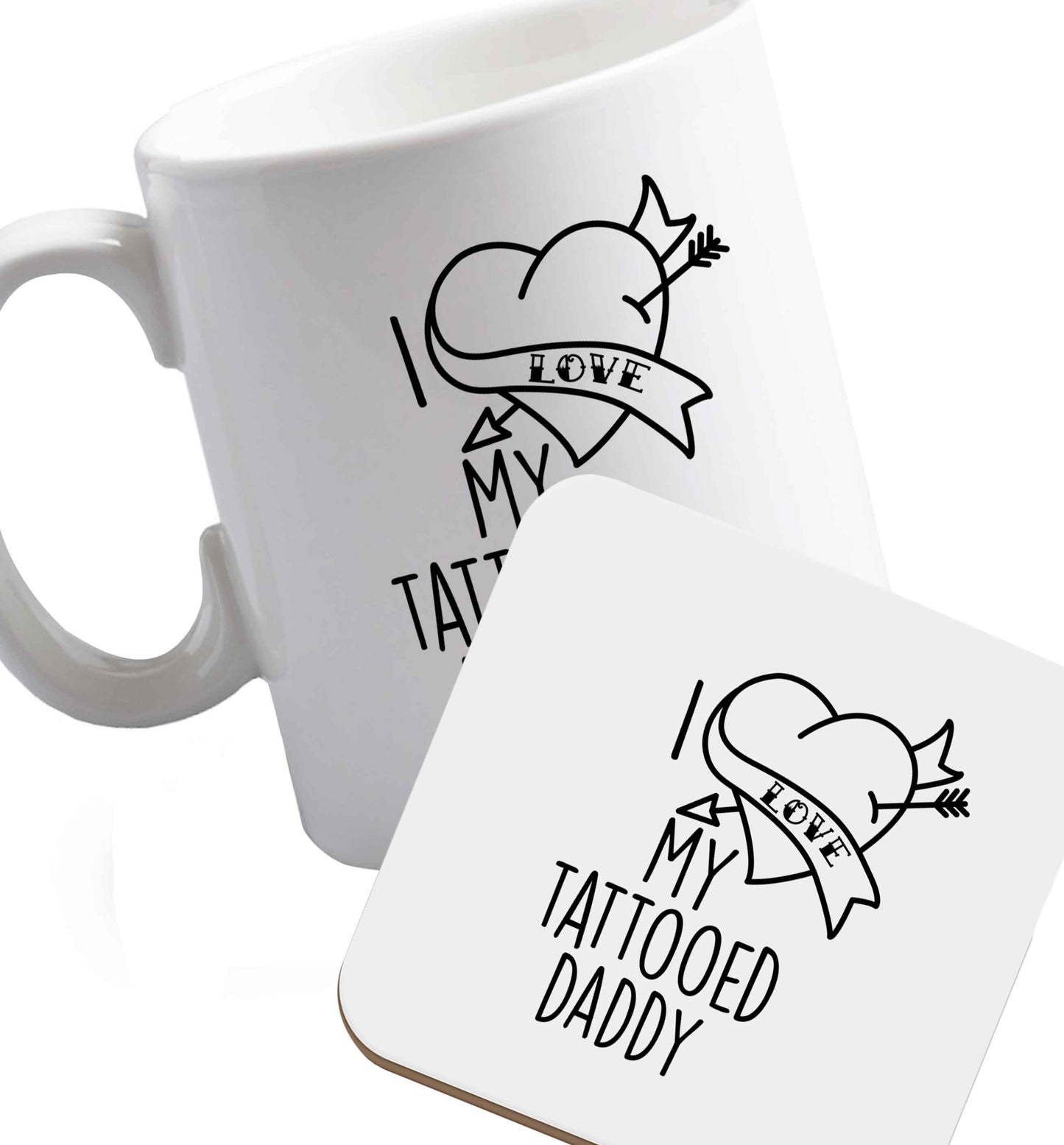 10 oz Favourite Type Pan Pancake ceramic mug and coaster set right handed